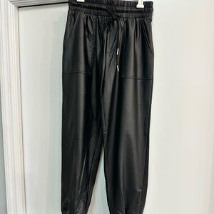 Women’s First Love by Lovelyn Black Jogger-style Pants in Faux Leather size S